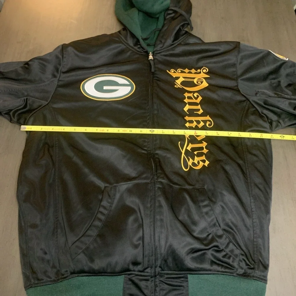 Vtg‎ Green Bay Packer Jacket Reversible 90's Y2k Hip Hop Skater NFL Size M